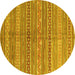 Round Machine Washable Abstract Yellow Contemporary Rug, wshcon878yw