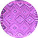 Round Southwestern Purple Country Rug, con879pur