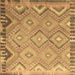 Square Machine Washable Southwestern Brown Country Rug, wshcon879brn