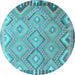 Round Southwestern Light Blue Country Rug, con879lblu