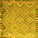 Square Machine Washable Southwestern Yellow Country Rug, wshcon879yw