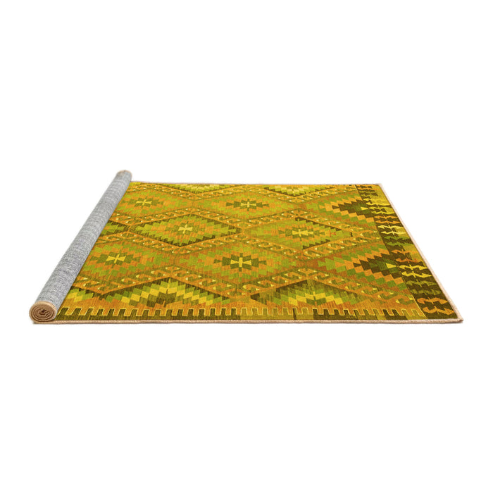 Sideview of Machine Washable Southwestern Yellow Country Rug, wshcon879yw