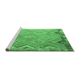Sideview of Machine Washable Southwestern Emerald Green Country Area Rugs, wshcon879emgrn