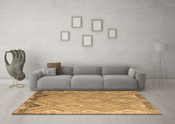 Machine Washable Southwestern Brown Country Rug in a Living Room,, wshcon879brn