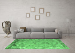 Machine Washable Southwestern Emerald Green Country Area Rugs in a Living Room,, wshcon879emgrn
