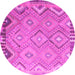 Round Machine Washable Southwestern Pink Country Rug, wshcon879pnk