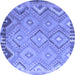 Round Machine Washable Southwestern Blue Country Rug, wshcon879blu