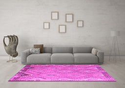 Machine Washable Southwestern Pink Country Rug in a Living Room, wshcon879pnk
