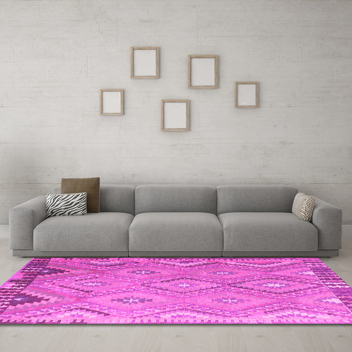 Machine Washable Southwestern Pink Country Rug in a Living Room, wshcon879pnk
