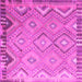 Square Machine Washable Southwestern Pink Country Rug, wshcon879pnk