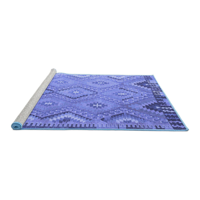 Sideview of Machine Washable Southwestern Blue Country Rug, wshcon879blu