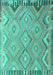 Machine Washable Southwestern Turquoise Country Area Rugs, wshcon879turq
