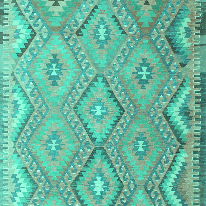 Machine Washable Southwestern Turquoise Country Area Rugs, wshcon879turq