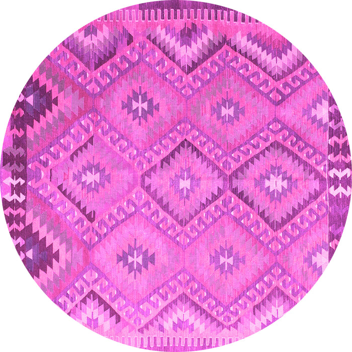 Round Southwestern Pink Country Rug, con879pnk