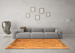 Machine Washable Southwestern Orange Country Area Rugs in a Living Room, wshcon879org
