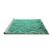 Sideview of Machine Washable Southwestern Turquoise Country Area Rugs, wshcon879turq