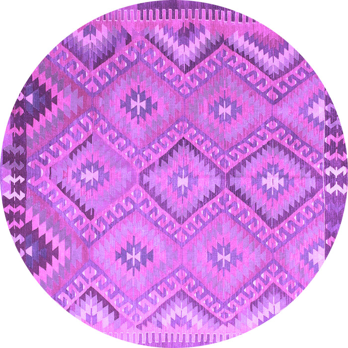 Round Machine Washable Southwestern Purple Country Area Rugs, wshcon879pur