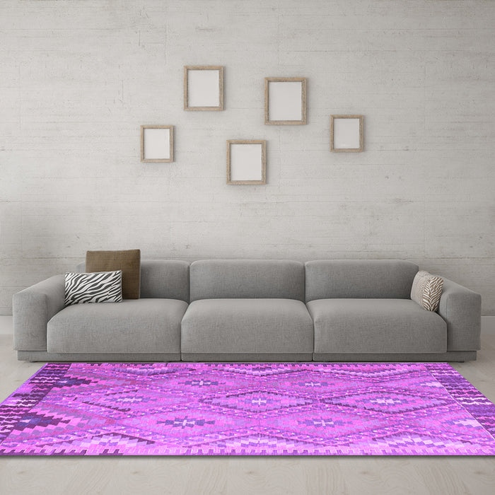 Machine Washable Southwestern Purple Country Area Rugs in a Living Room, wshcon879pur