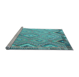 Sideview of Machine Washable Southwestern Light Blue Country Rug, wshcon879lblu