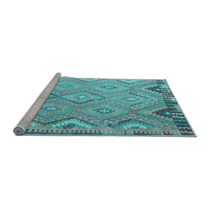 Sideview of Machine Washable Southwestern Light Blue Country Rug, wshcon879lblu