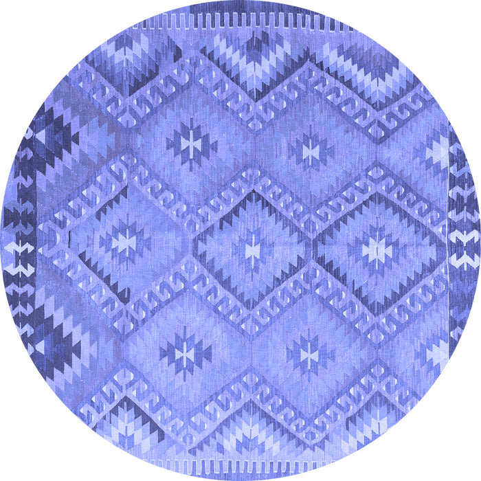 Round Southwestern Blue Country Rug, con879blu