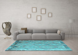Machine Washable Southwestern Light Blue Country Rug in a Living Room, wshcon879lblu