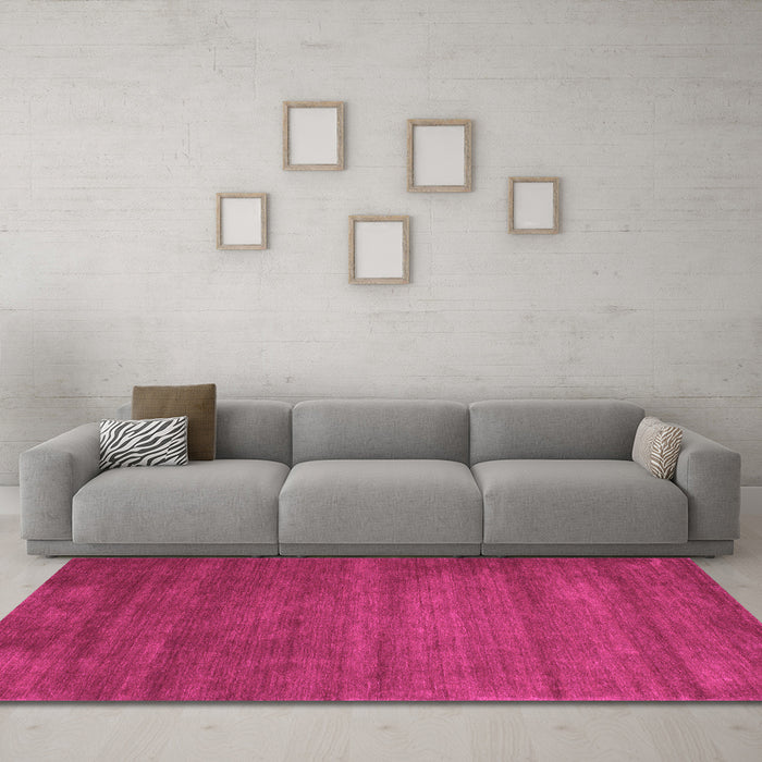 Machine Washable Abstract Pink Contemporary Rug in a Living Room, wshcon87pnk