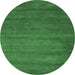 Round Machine Washable Abstract Emerald Green Contemporary Area Rugs, wshcon87emgrn