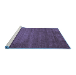 Sideview of Machine Washable Abstract Blue Contemporary Rug, wshcon87blu