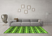 Machine Washable Southwestern Green Country Area Rugs in a Living Room,, wshcon880grn