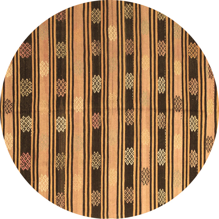Round Southwestern Brown Country Rug, con880brn
