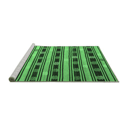 Sideview of Machine Washable Southwestern Emerald Green Country Area Rugs, wshcon880emgrn