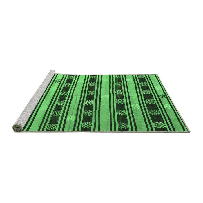 Sideview of Machine Washable Southwestern Emerald Green Country Area Rugs, wshcon880emgrn