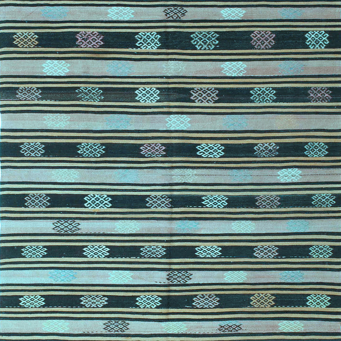 Square Machine Washable Southwestern Light Blue Country Rug, wshcon880lblu