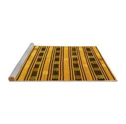 Sideview of Machine Washable Southwestern Yellow Country Rug, wshcon880yw