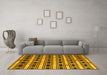 Machine Washable Southwestern Yellow Country Rug in a Living Room, wshcon880yw