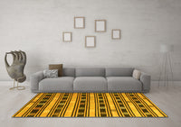 Machine Washable Southwestern Yellow Country Rug, wshcon880yw