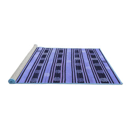 Sideview of Machine Washable Southwestern Blue Country Rug, wshcon880blu