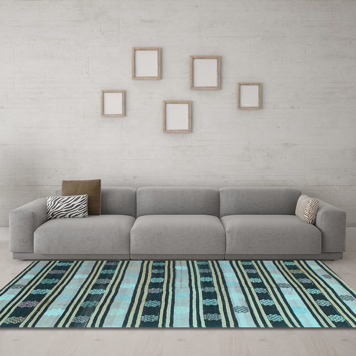 Machine Washable Southwestern Light Blue Country Rug in a Living Room, wshcon880lblu