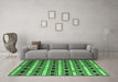 Machine Washable Southwestern Emerald Green Country Area Rugs in a Living Room,, wshcon880emgrn