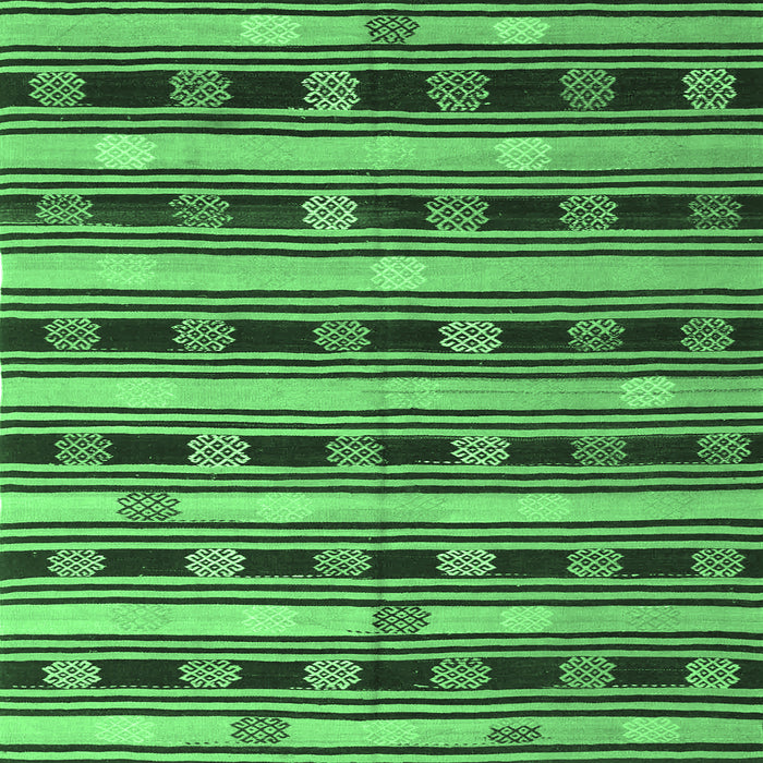 Square Machine Washable Southwestern Emerald Green Country Area Rugs, wshcon880emgrn