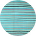 Round Abstract Light Blue Contemporary Rug, con881lblu