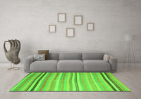 Machine Washable Abstract Green Contemporary Rug, wshcon881grn