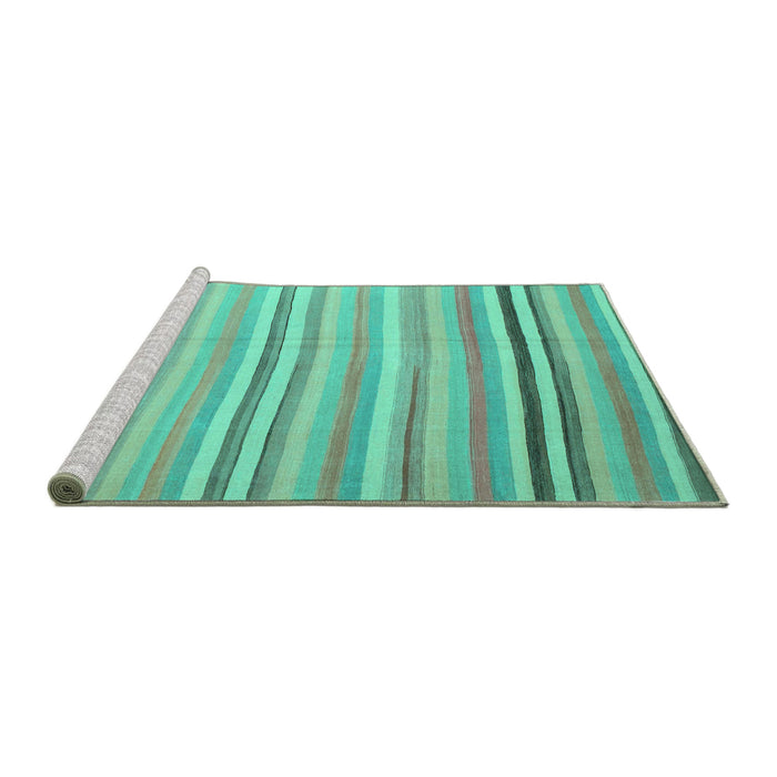 Sideview of Machine Washable Abstract Turquoise Contemporary Area Rugs, wshcon881turq