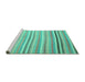 Sideview of Machine Washable Abstract Turquoise Contemporary Area Rugs, wshcon881turq