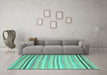 Machine Washable Abstract Turquoise Contemporary Area Rugs in a Living Room,, wshcon881turq