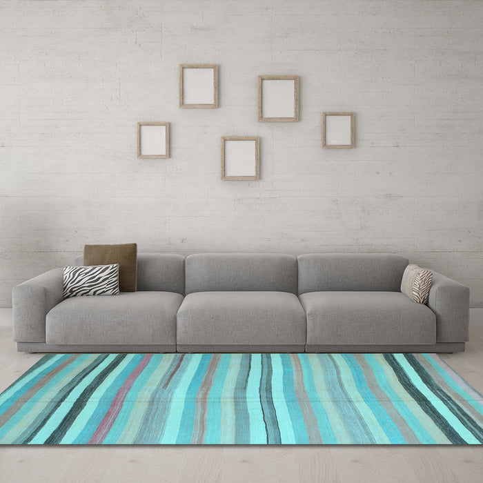 Machine Washable Abstract Light Blue Contemporary Rug in a Living Room, wshcon881lblu