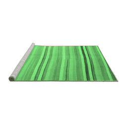 Sideview of Machine Washable Abstract Emerald Green Contemporary Area Rugs, wshcon881emgrn