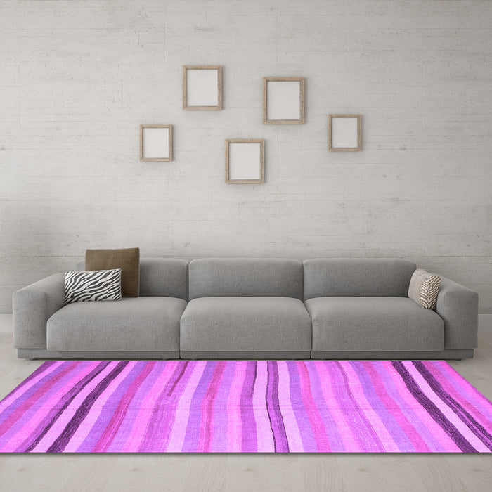 Machine Washable Abstract Purple Contemporary Area Rugs in a Living Room, wshcon881pur