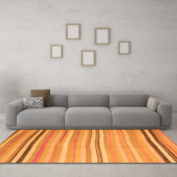 Machine Washable Abstract Orange Contemporary Area Rugs in a Living Room, wshcon881org